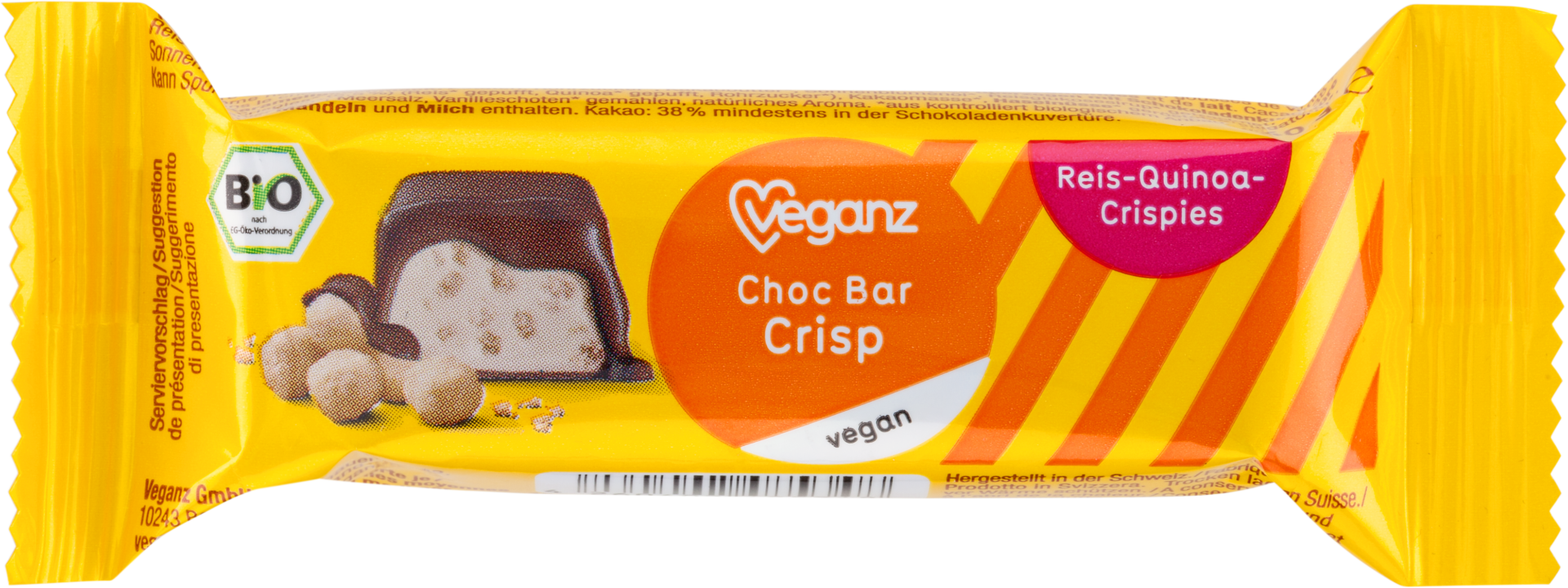 Bio Veganz Choc Bar Crisp Veganer Schokoriegel Mit Reis Quinoa Crisp